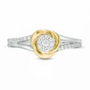 Thumbnail Image 3 of 0.145 CT. T.W. Composite Diamond Love Knot Split Shank Ring in Sterling Silver and 10K Gold