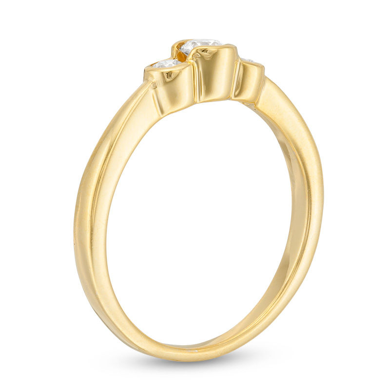 0.23 CT. T.W. Diamond Bezel Frame Three Stone Promise Ring in 10K Gold|Peoples Jewellers