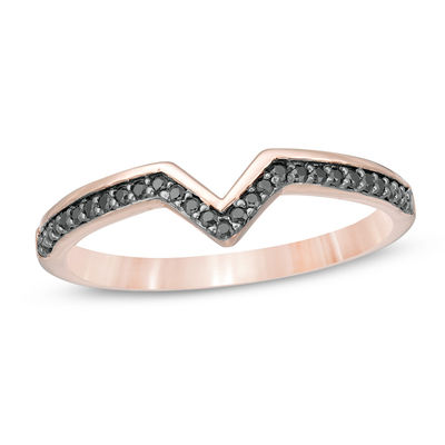 0.116 CT. T.W. Diamond Chevron Ring in 10K Rose Gold