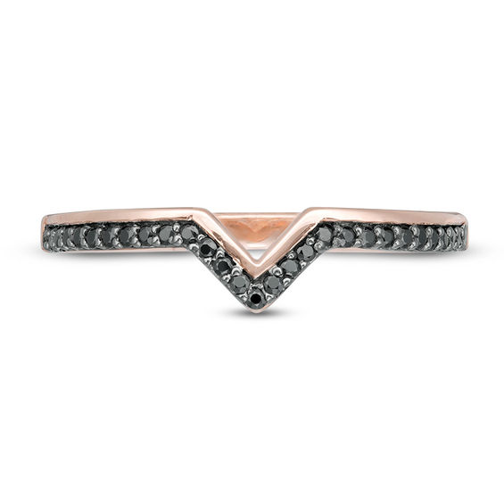 0.116 CT. T.W. Diamond Chevron Ring in 10K Rose Gold