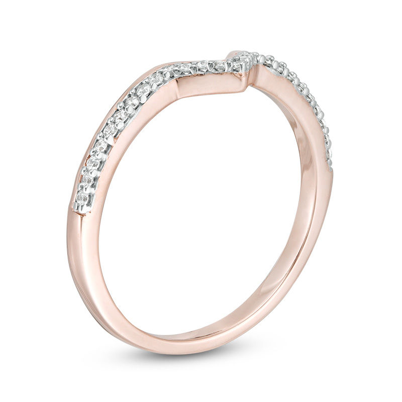 Main Image 3 of 0.116 CT. T.W. Diamond Chevron Ring in 10K Rose Gold