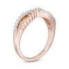 Thumbnail Image 2 of 0.145 CT. T.W. Diamond Rope Crossover Ring in 10K Rose Gold