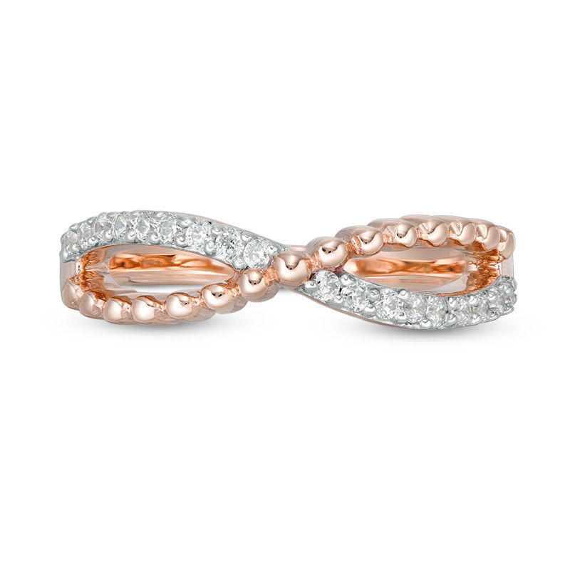 0.145 CT. T.W. Diamond Rope Crossover Ring in 10K Rose Gold