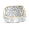 EFFY™ Collection Men's 0.26 CT. T.W. Diamond Beaded Frame Signet Ring in Sterling Silver and 14K Gold