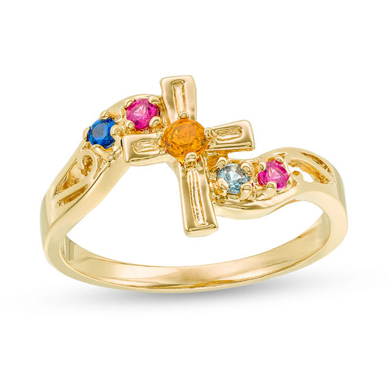 Mother's Birthstone Family Cross Ring (3-7 Stones) | Peoples Jewellers