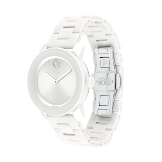 Ladies' Movado Bold®Crystal Accent White Ceramic Watch (Model: 3600534)