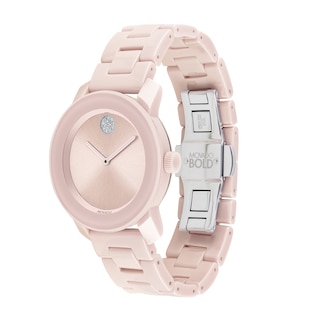 Ladies' Movado Bold®Crystal Accent Rose-Tone Ceramic Watch (Model: 3600536)