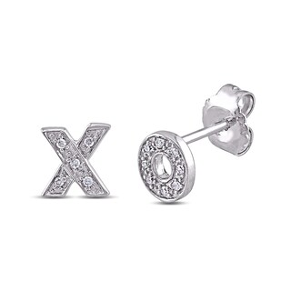 0.05 CT. T.W. Diamond XO Mismatch Stud Earrings in Sterling Silver