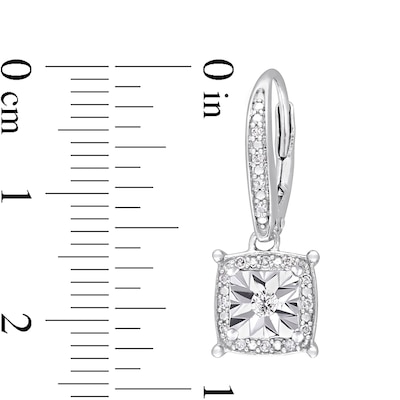 0.18 CT. T.W. Diamond Square Frame Drop Earrings in Sterling Silver