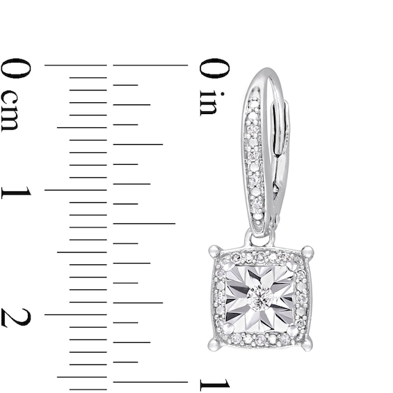 0.18 CT. T.W. Diamond Square Frame Drop Earrings in Sterling Silver