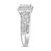 0.19 CT. T.W. Diamond Square Frame Vintage-Style Promise Ring in Sterling Silver