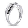 0.13 CT. T.W. Enhanced Black and White Diamond Entwined Heart Crossover Ring in Sterling Silver