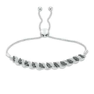 0.23 CT. T.W. Enhanced Black and White Diamond Twist Bolo Bracelet in Sterling Silver - 9.5"