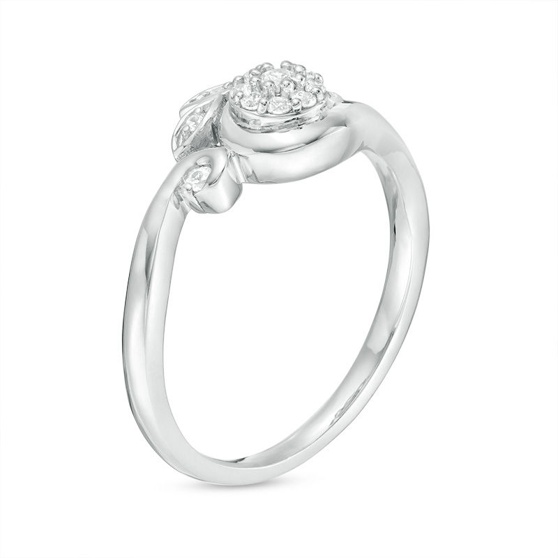 0.115 CT. T.W. Composite Diamond Leaves Bypass Ring in 10K White Gold