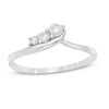 Thumbnail Image 0 of 0.04 CT. T.W. Diamond Three Stone Sweep Bypass Ring in 10K White Gold