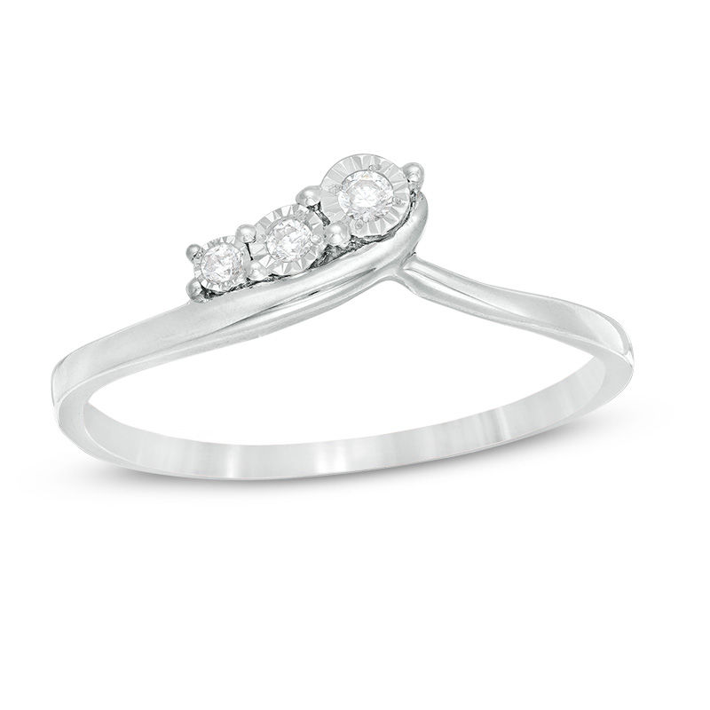 0.04 CT. T.W. Diamond Three Stone Sweep Bypass Ring in 10K Gold|Peoples Jewellers