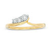 Thumbnail Image 4 of 0.04 CT. T.W. Diamond Three Stone Sweep Bypass Ring in 10K Gold