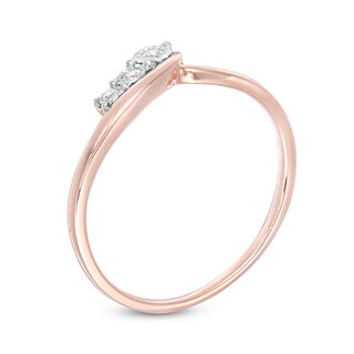 0.04 CT. T.W. Diamond Three Stone Sweep Bypass Ring in 10K Rose Gold