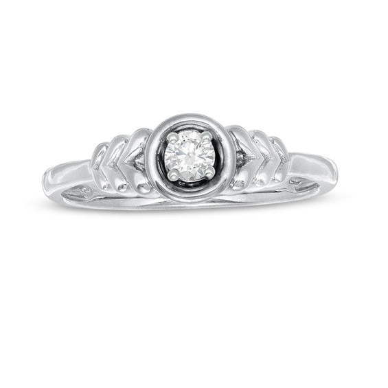 0.115 CT. Diamond Solitaire Tiered Petals Ring in 10K Gold