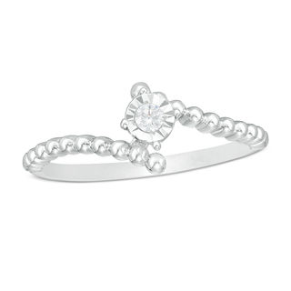 0.04 CT. Diamond Solitaire Beaded Bypass Ring in 10K Gold