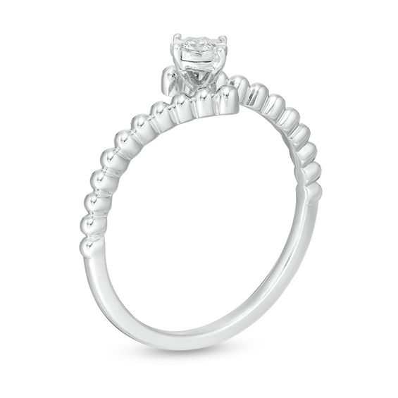 0.04 CT. Diamond Solitaire Beaded Bypass Ring in 10K Gold