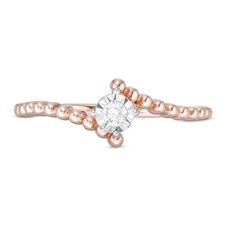 0.04 CT. Diamond Solitaire Beaded Bypass Ring in 10K Rose Gold