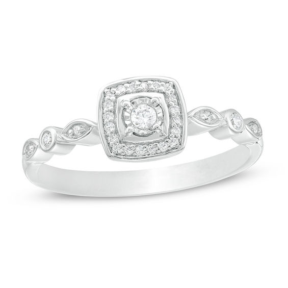 0.115 CT. T.W. Diamond Cushion Frame Ring in 10K Gold