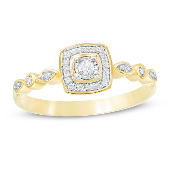 0.115 CT. T.W. Diamond Cushion Frame Ring in 10K Gold