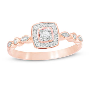 0.115 CT. T.W. Diamond Cushion Frame Ring in 10K Rose Gold