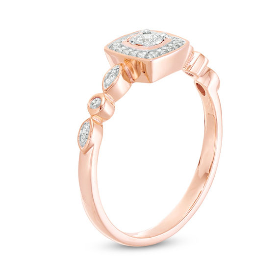 0.115 CT. T.W. Diamond Cushion Frame Ring in 10K Rose Gold