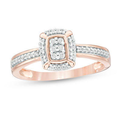 0.146 CT. T.W. Composite Diamond Cushion Frame Ring in 10K Rose Gold