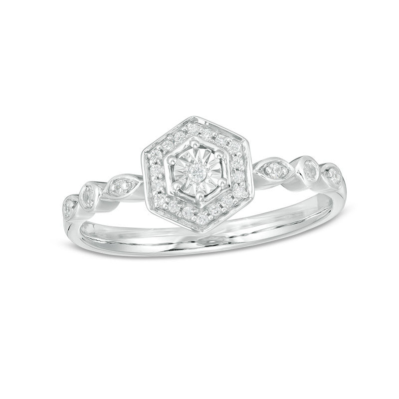 0.085 CT. T.W. Diamond Hexagon Frame Ring in 10K Gold|Peoples Jewellers