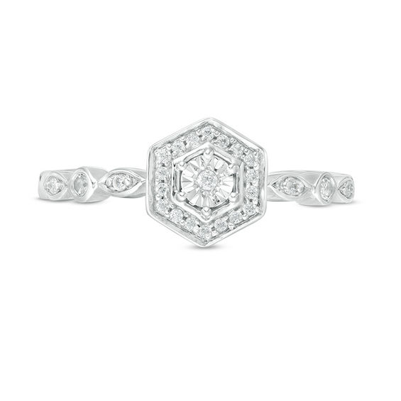 0.085 CT. T.W. Diamond Hexagon Frame Ring in 10K Gold