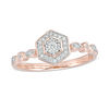 0.085 CT. T.W. Diamond Hexagon Frame Ring in 10K Rose Gold