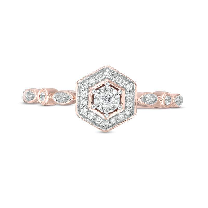 0.085 CT. T.W. Diamond Hexagon Frame Ring in 10K Rose Gold|Peoples Jewellers