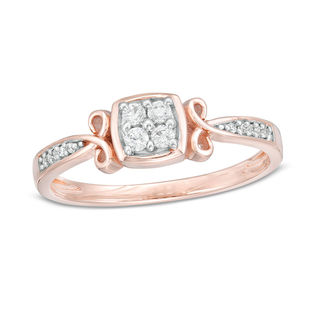 0.115 CT. T.W. Quad Diamond Ring in 10K Rose Gold