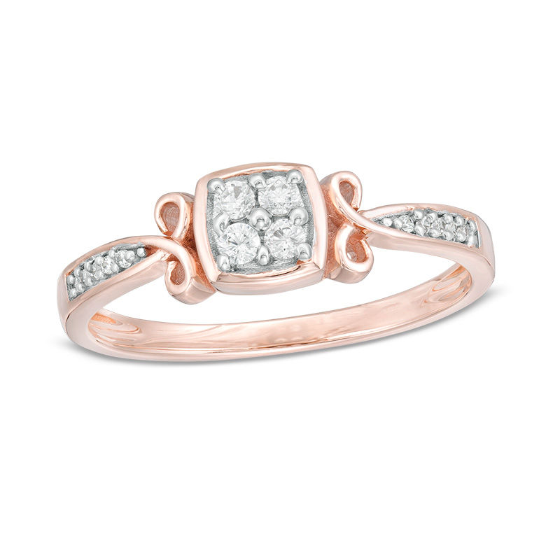 0.115 CT. T.W. Quad Diamond Ring in 10K Rose Gold|Peoples Jewellers