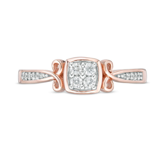 0.115 CT. T.W. Quad Diamond Ring in 10K Rose Gold