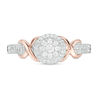 0.18 CT. T.W. Composite Diamond Frame Ribbon Wrap Ring in Sterling Silver and 10K Rose Gold