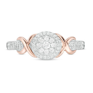 0.18 CT. T.W. Composite Diamond Frame Ribbon Wrap Ring in Sterling Silver and 10K Rose Gold