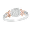 Thumbnail Image 0 of 0.18 CT. T.W. Quad Diamond Cushion Frame Ring in Sterling Silver and 10K Rose Gold