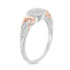 Thumbnail Image 2 of 0.18 CT. T.W. Quad Diamond Cushion Frame Ring in Sterling Silver and 10K Rose Gold