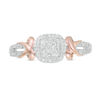 Thumbnail Image 3 of 0.18 CT. T.W. Quad Diamond Cushion Frame Ring in Sterling Silver and 10K Rose Gold