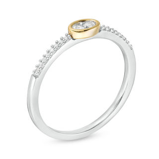 0.115 CT. T.W. Diamond Sideways Oval Ring in Sterling Silver and 10K Gold