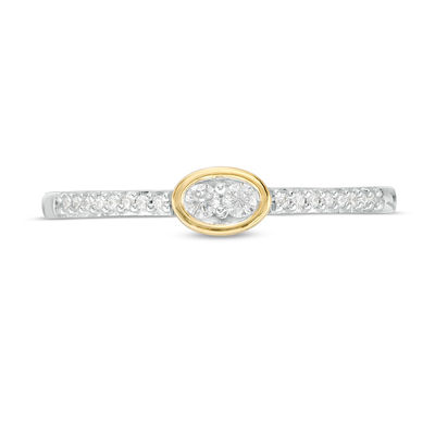 0.115 CT. T.W. Diamond Sideways Oval Ring in Sterling Silver and 10K Gold