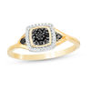 0.145 CT. T.W. Enhanced Black Composite and White Diamond Cushion Frame Ring in 10K Gold