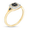 0.145 CT. T.W. Enhanced Black Composite and White Diamond Cushion Frame Ring in 10K Gold