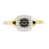 0.145 CT. T.W. Enhanced Black Composite and White Diamond Cushion Frame Ring in 10K Gold