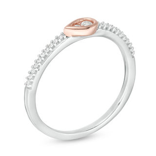 0.085 CT. T.W. Diamond Sideways Teardrop Ring in Sterling Silver and 10K Rose Gold