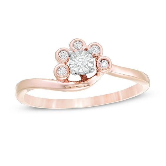 0.085 CT. T.W. Diamond Swirl Bypass Ring in 10K Rose Gold